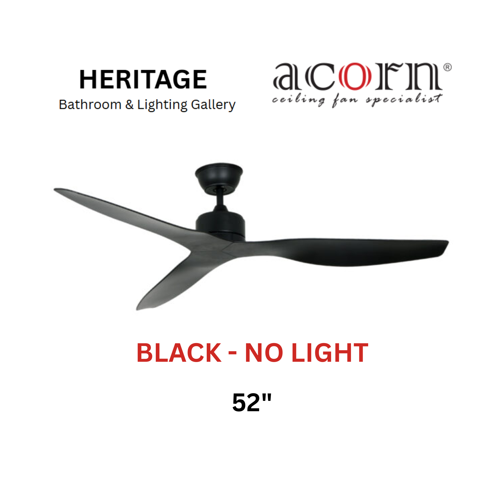Acorn Intaglio DC-159 52" Matt Black Ceiling Fan