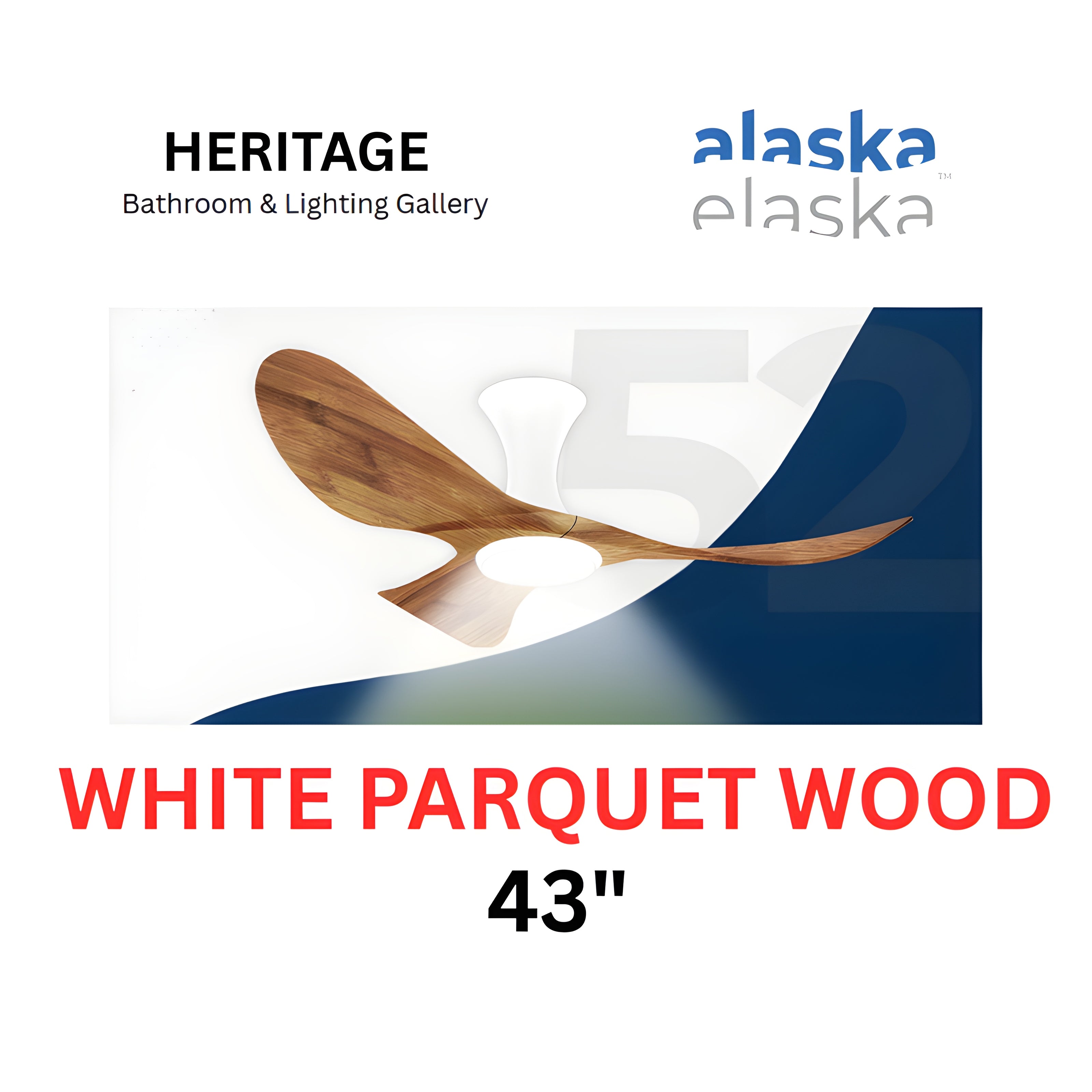 Alaska BURAH 43" Ceiling Fan With 20W LED RGB (White Light Wood)