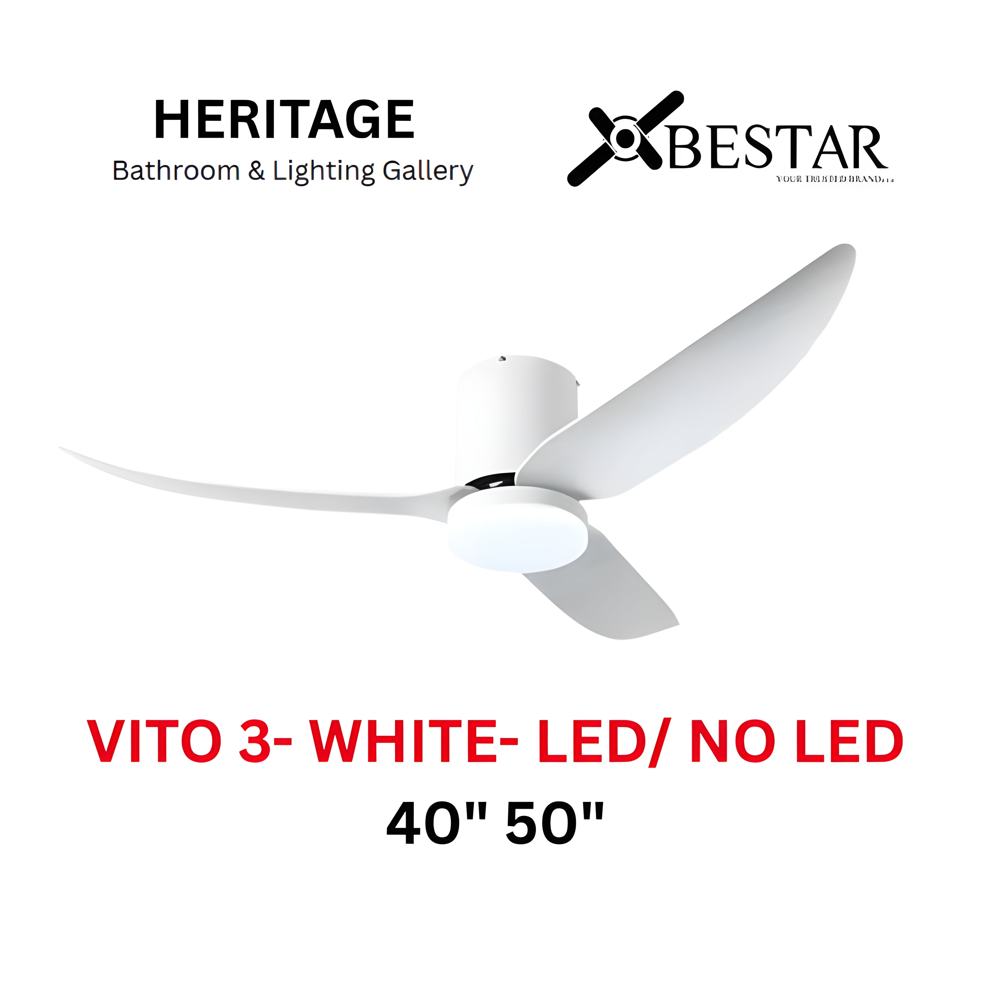 Bestar Vito-3 50″/ 40" Ceiling Fan (WHITE)