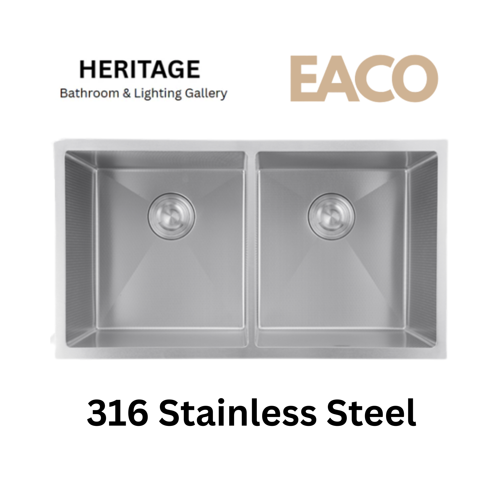 EACO Nano Honeycomb 316 Stainless Steel Double Bowl Sink