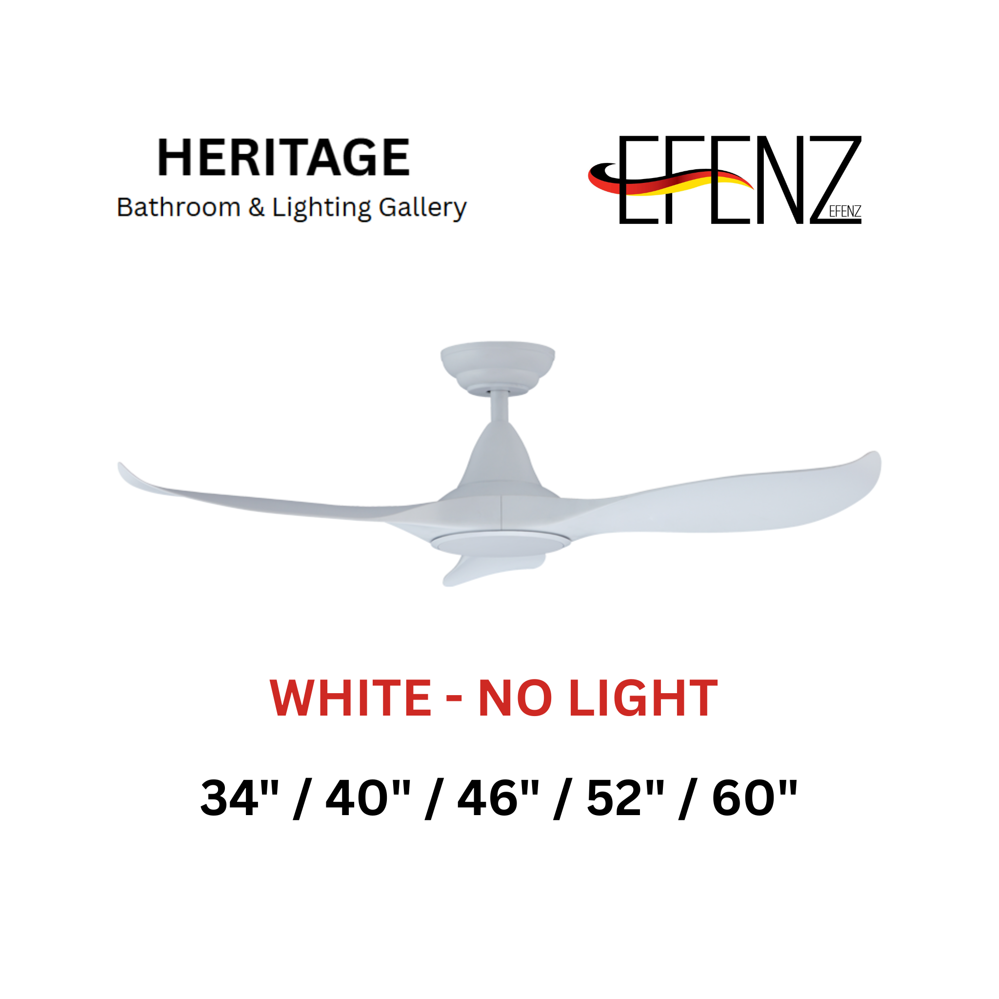 EFENZ White No Light Downrod Design Ceiling Fan