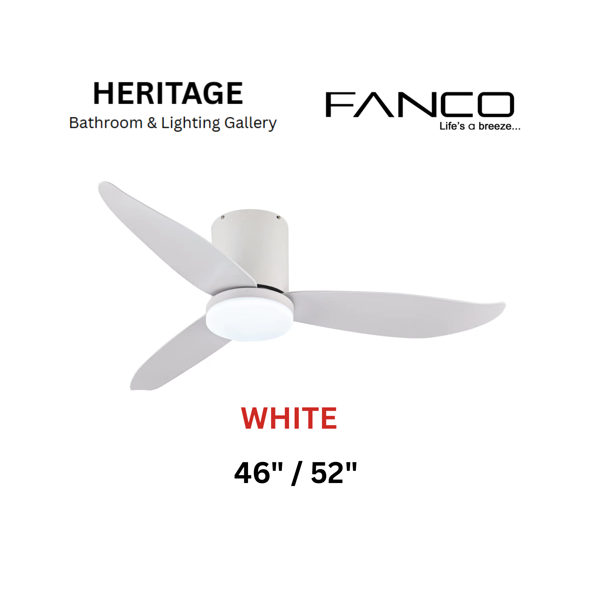 Fanco Rito 3 White With Light Ceiling Fan