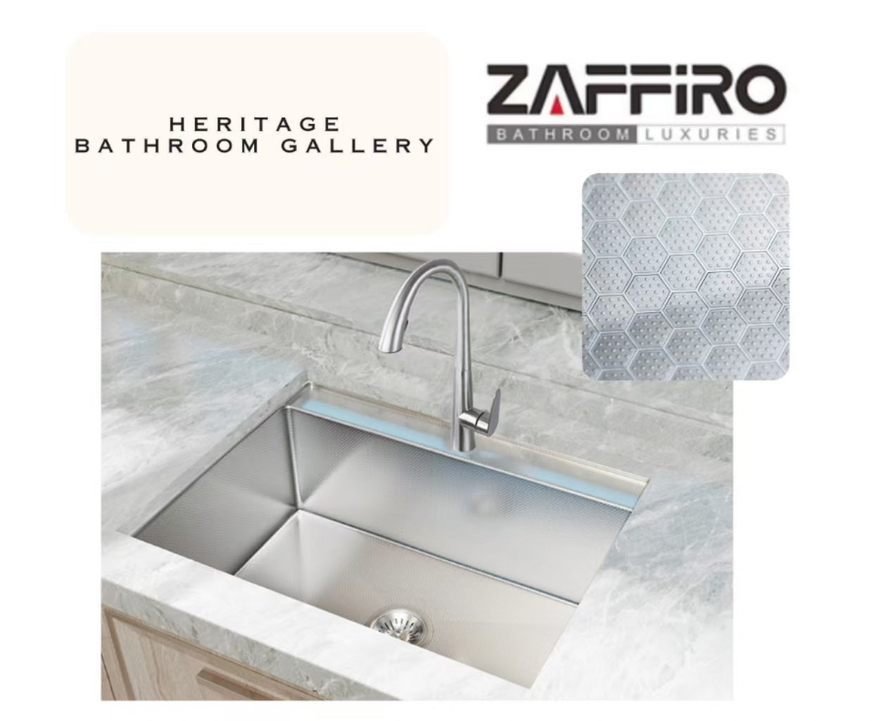 Zaffiro Embossed Nano 65CM Kitchen Sink